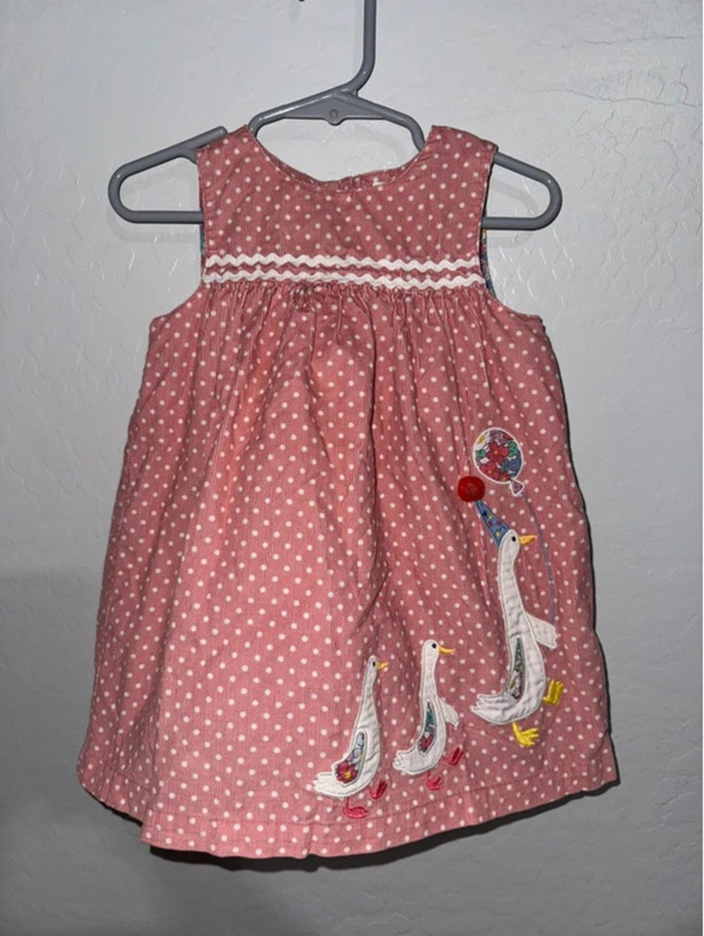 Baby Boden 12-18 Mo corduroy Birthday duck march dress